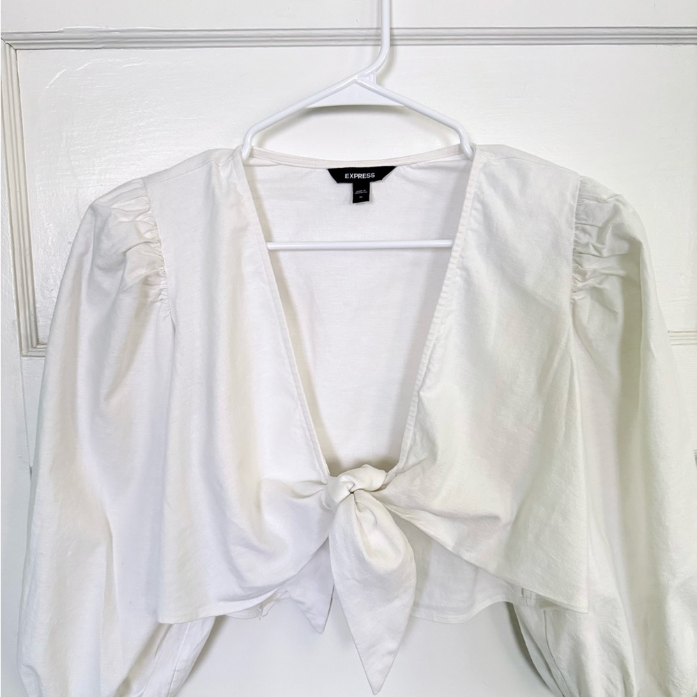 Express White Tie-Front Blouse